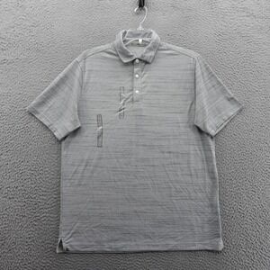 Walter Hagen Mens Clubhouse Striation Pique Polo Shirt Large Grey White‎ NEW